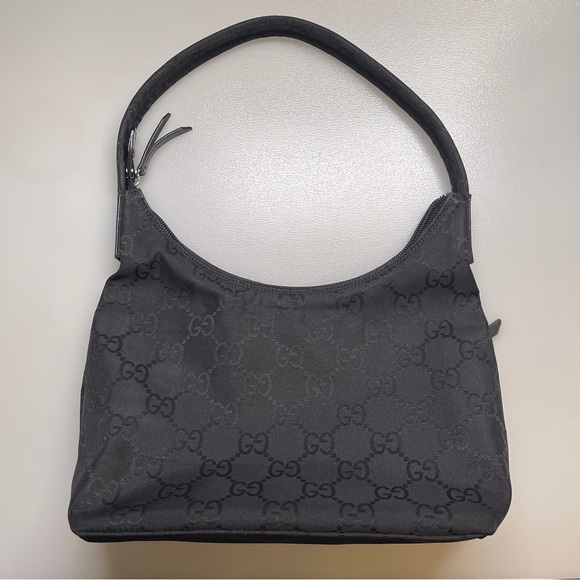 Gucci black tote bag canvas GG sac hobo shoulder bag - Picture 2 of 12